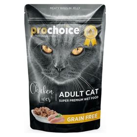 ProChoice Pouch Jöle İçinde Tavuklu ve Ciğerli Tahılsız Yetişkin Kedi Konservesi 85 gr 6 Adet Yetişkin Kedi Konservesi