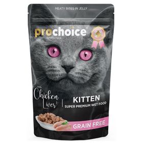 Prochoice Pouch Tahılsız Tavuklu ve Ciğerli 12x85 gr Yaş Yavru Kedi Maması