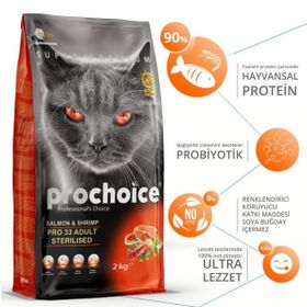Prochoice Pro33 3 kg Somonlu Ve Karidesli Kısır Açık Kedi Maması