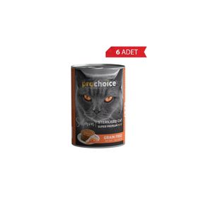 ProChoice Somon Etli Şekersiz Tahılsız Ezme Yetişkin Kedi Konservesi 400 gr 6 Adet Yetişkin Kedi Konservesi