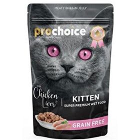 Prochoice Tahılsız Tavuklu ve Ciğerli 12x85 gr Yaş Yavru Kedi Maması