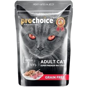 Prochoice Yetişkin Kediler İçin Tahılsız Jöle İçinde Kuzu ve Ciğer Parça Etli 24x85 gr Yaş Kedi Maması