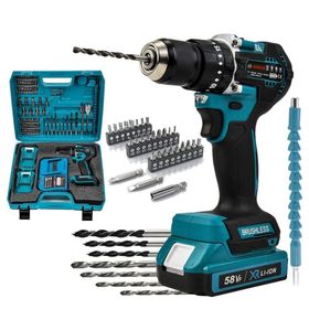 Prohummer EEA235 58VF 5 Ah Çelik Gövde Çelik Şanzıman Bakır Sargılı 5 Pilli Çift Akülü 84 Parça Vidalama Şarjlı Matkap