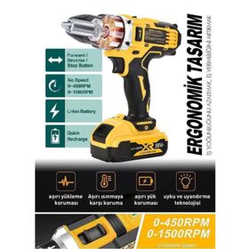 Prohummer PH-SM015 58vf Çift Akülü Şarjlı Sarı Matkap