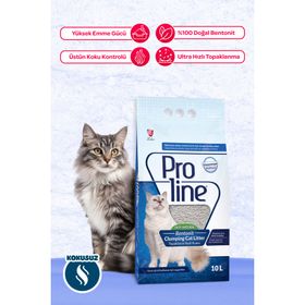 Proline 10 lt Kokusuz İnce Taneli Bentonit Parfümsüz Topaklanan Kedi Kumu