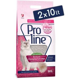 Proline 2x10 lt Bebek Pudrası Kokulu Topaklanan Bentonit Kedi Kumu