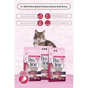 Proline Bebek Pudrası Kokulu Topaklanan 3x10 lt Kedi Kumu