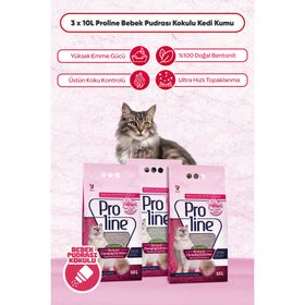 Proline Bebek Pudrası Kokulu Topaklanan 3x10 lt Kedi Kumu