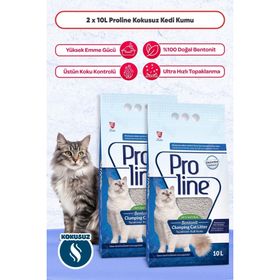 Proline Bentonit Topaklanan İnce Taneli Kokusuz 2x10 lt Kedi Kumu