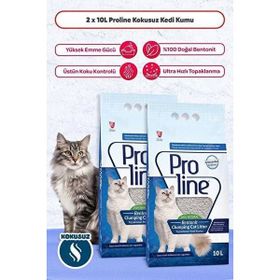 Proline Bentonit Topaklanan İnce Taneli Kokusuz 2x10 lt Kedi Kumu