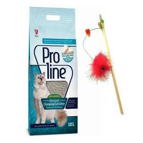 Proline Marsilya Sabunu Kokulu Ince Bentonit Doğal 10 lt Kedi Kumu + Zilli Lastikli Kedi Oltası