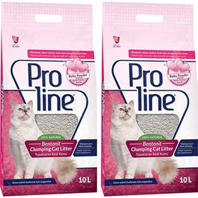 Proline Original 2x10 lt İnce Taneli Bebek Pudrası Kokulu Topaklanan Emici Kedi Kumu