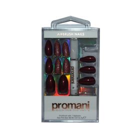Promani Bordo Simli Pembe Takma Tırnak Kiti