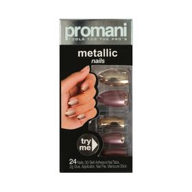 Promani Metalik İnci Beyaz Takma Tırnak Kiti