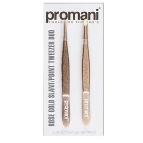 Promani Rose Altın Eğik Uçlu-Sivri Uçlu Cımbız Seti 2'li