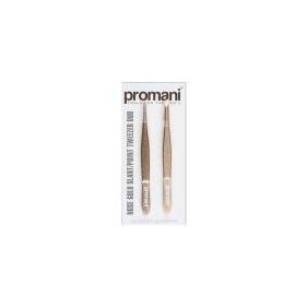 Promani Rose Altın Eğik Uçlu-Sivri Uçlu Cımbız Seti 2'li