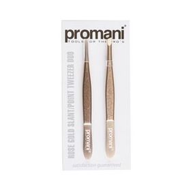 Promani Rose Altın Eğik Uçlu-Sivri Uçlu Cımbız Seti 2'li