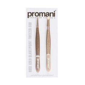 Promani Rose Altın Eğik Uçlu-Sivri Uçlu Cımbız Seti 2'li