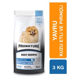Pronature Daily Growth Kuzu Etli ve Pirinçli 3 kg Küçük Irk Yavru Kuru Köpek Maması