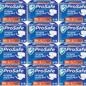 Prosafe 12 Paket 30'lu L-Büyük Boy Bel Bantlı Tekstil Yüzey Yetişkin Hasta Bezi