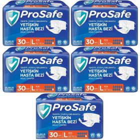 Prosafe 5 Paket 30'lu L-Büyük Boy Bel Bantlı Tekstil Yüzey Yetişkin Hasta Bezi