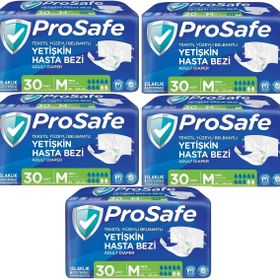Prosafe 5 Paket 30'lu M-Orta Boy Bel Bantlı Tekstil Yüzey Yetişkin Hasta Bezi