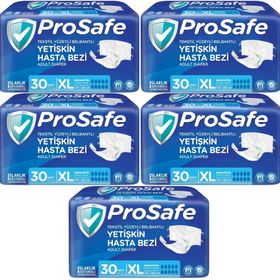 Prosafe 5 Paket 30'lu XL-Extra Large Boy Bel Bantlı Tekstil Yüzey Yetişkin Hasta Bezi