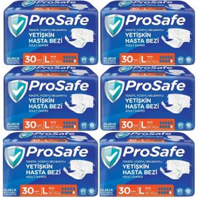 Prosafe 6 Paket 30'lu L-Büyük Boy Bel Bantlı Tekstil Yüzey Yetişkin Hasta Bezi
