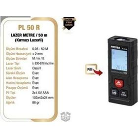 Proter PL 50 R Pilli 50 m Lazer Metre
