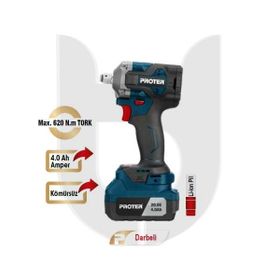 Proter PST 1512 WS Kömürsüz 20V 4.0 Ah Darbeli Şarjlı Somun Sökme Makinesi