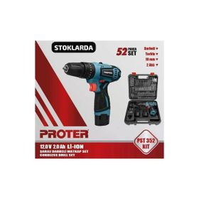 PROTER PST 352 2x2 Ah Akülü 52 Parça Matkap Seti