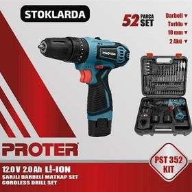 PROTER PST 352 2x2 Ah Akülü 52 Parça Matkap Seti
