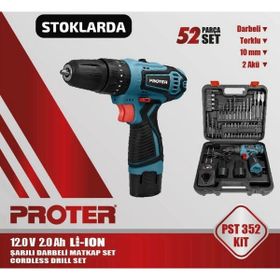 PROTER PST 352 2x2 Ah Akülü 52 Parça Matkap Seti