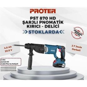 Proter PST 870 HD 20 V 4 Ah Akülü Pnömatik Kırıcı Delici Matkap