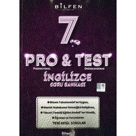 Pro&Test 7. Sınıf İngilizce Yeni Nesil Soru Bankası-Bilfen Yayınları