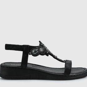 Provoq 4270116001200 Siyah Kadın Düz Sandalet