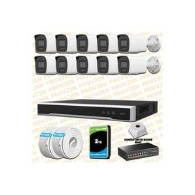 Provzen Hikvision 10 IP Kameralı Colorvu Hibrit Güvenlik Kamerası