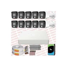Provzen Hikvision 10 Kameralı Colorvu Hibrit Güvenlik Kamerası