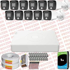 Provzen Hikvision 11 Kameralı Colorvu Hibrit Güvenlik Kamerası