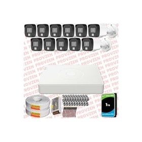 Provzen Hikvision 11 Kameralı Colorvu Hibrit Güvenlik Kamerası