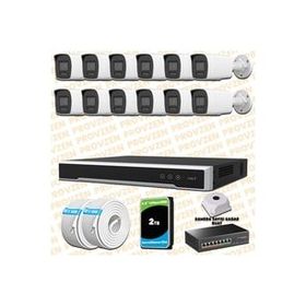 Provzen Hikvision 12 IP Kameralı Colorvu Hibrit Güvenlik Kamerası
