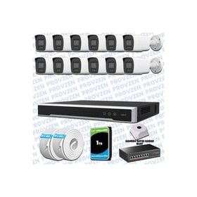 Provzen Hikvision 12 IP Kameralı Colorvu Hibrit Güvenlik Kamerası