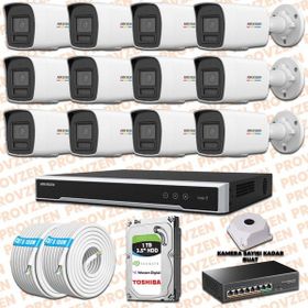 Provzen Hikvision 12 IP Kameralı Colorvu Hibrit Güvenlik Kamerası