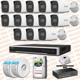 Provzen Hikvision 13 IP Kameralı Colorvu Hibrit Güvenlik Kamerası