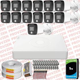 Provzen Hikvision 13 Kameralı Colorvu Hibrit Güvenlik Kamerası