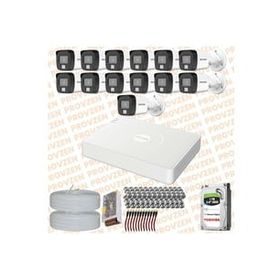 Provzen Hikvision 13 Kameralı Colorvu Hibrit Güvenlik Kamerası