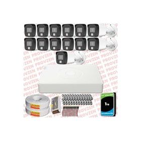 Provzen Hikvision 13 Kameralı Colorvu Hibrit Güvenlik Kamerası