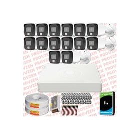 Provzen Hikvision 14 Kameralı Colorvu Hibrit Güvenlik Kamerası