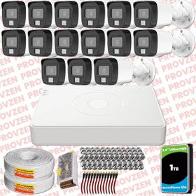 Provzen Hikvision 15 Kameralı Colorvu Hibrit Güvenlik Kamerası