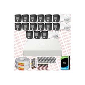 Provzen Hikvision 15 Kameralı Colorvu Hibrit Güvenlik Kamerası